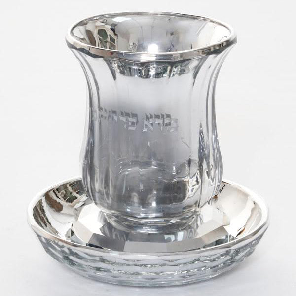 כוס קידוש קריסטל כסוף