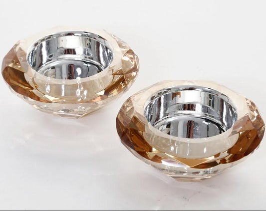 זוג פמוטים קריסטל בצבע ענבר