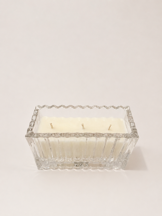 נר מלבן | נר סויה בית מלון בכלי זכוכית מלבני גרמני | 450 גרם