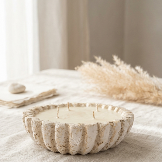 נר צדף ענק 800 גרם בניחוח וניל צרפתי